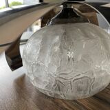 Chrome metal/glass chandelier pendant light from the 70s