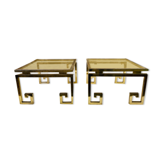 Pair of brass and glass side tables circa 70/80