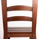 Set of 6 large Brutalist chairs in solid oak from the 1950s.