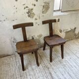 Pair of Aranjou elm “T” chairs