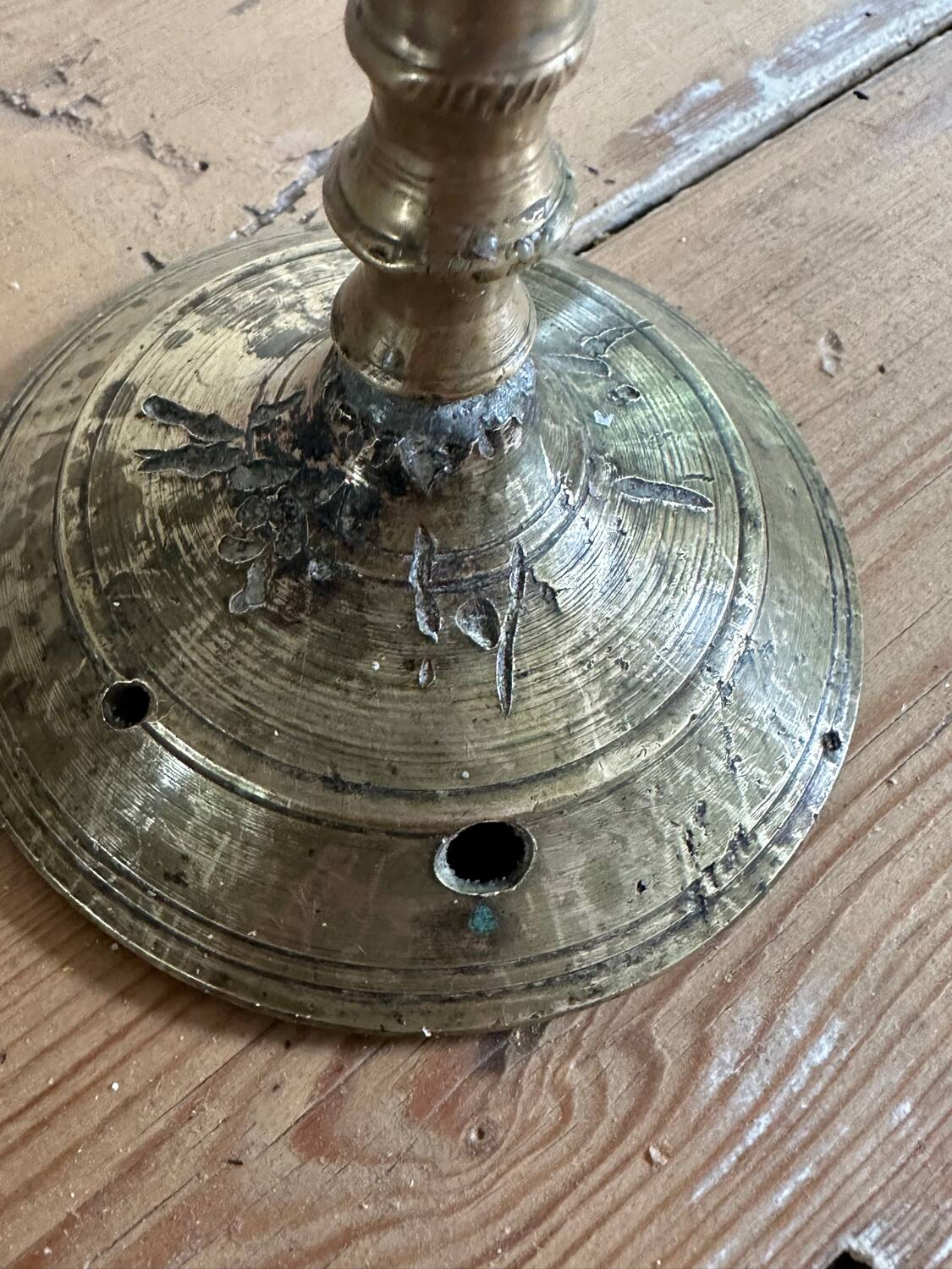 Five-branched brass candlestick