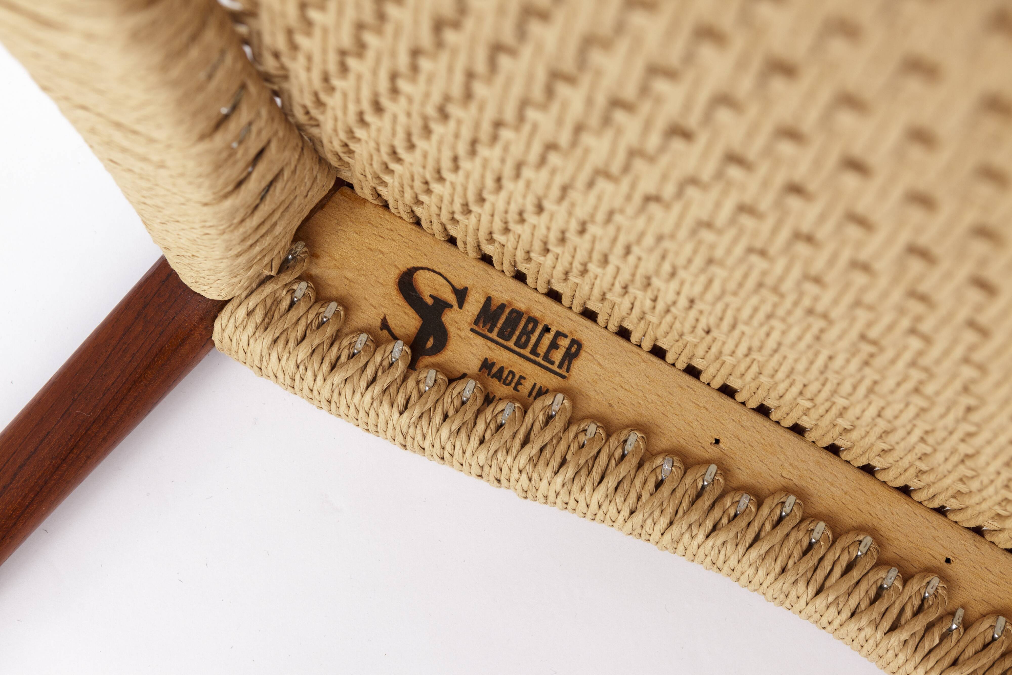 2 Søren Ladefoged chairs, teak, 1960s, papercord seat, dining chairs, set of 2