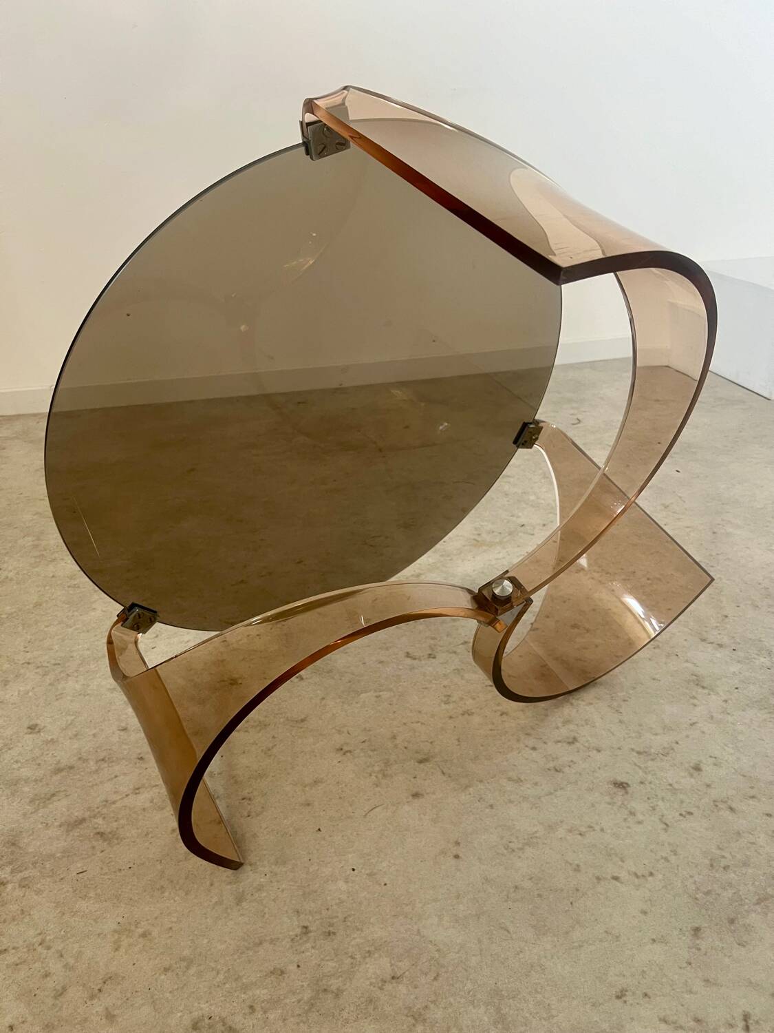 Old plexiglass and smoked glass coffee table design Space age 60s/70s vintage