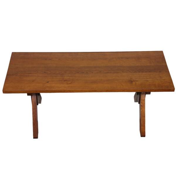 Table de repas en chêne massif, travail français, 1960