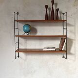 String Style Vintage Wire Wall-Mounted Bookshelf in Teak