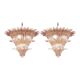 Luxury Pair of Pink “Palmette” Murano Glass Chandeliers in Mid-Century