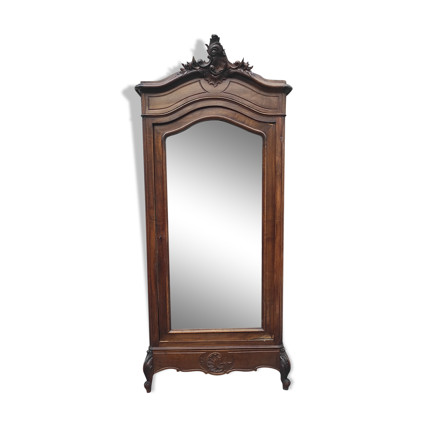 Old hosiery shell mirror cabinet Louis XV XIXth century beveled mirror mercury 2 drawers
