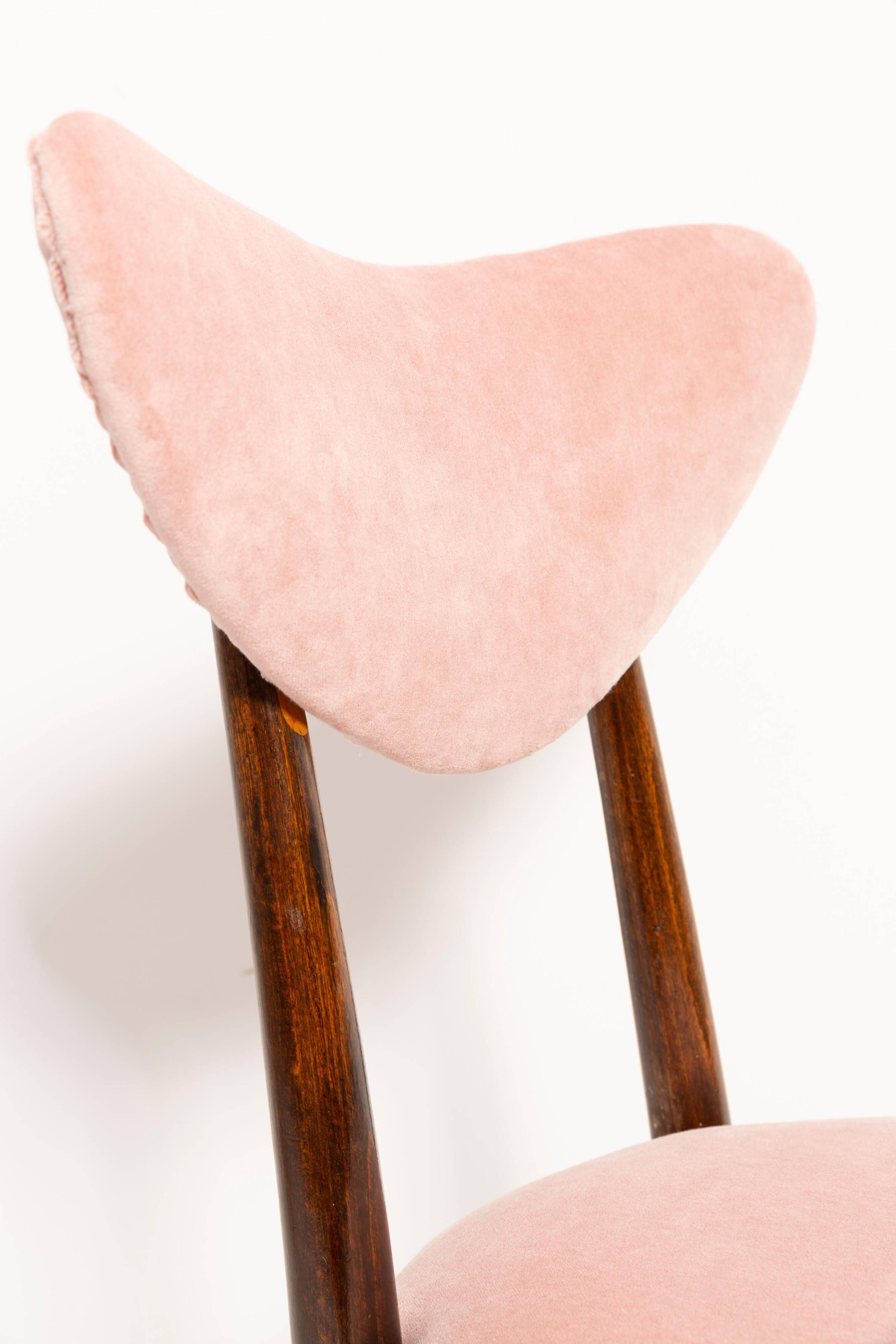 Pink Heart Mid-Century Cotton Velvet Chair, Europe, 1960s