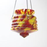 Art deco spatter glass pendant planter, Bohemia 1930s.