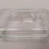 Vintage Cow Pattern Glass Butter Dish