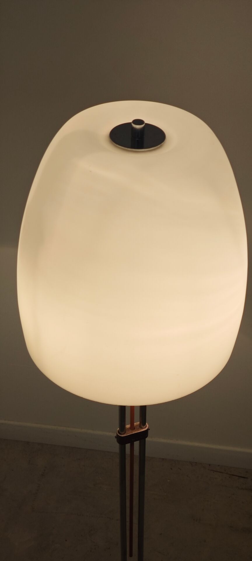 Chrome metal floor lamp opaline triplex Lidokov ex Czechoslovakia