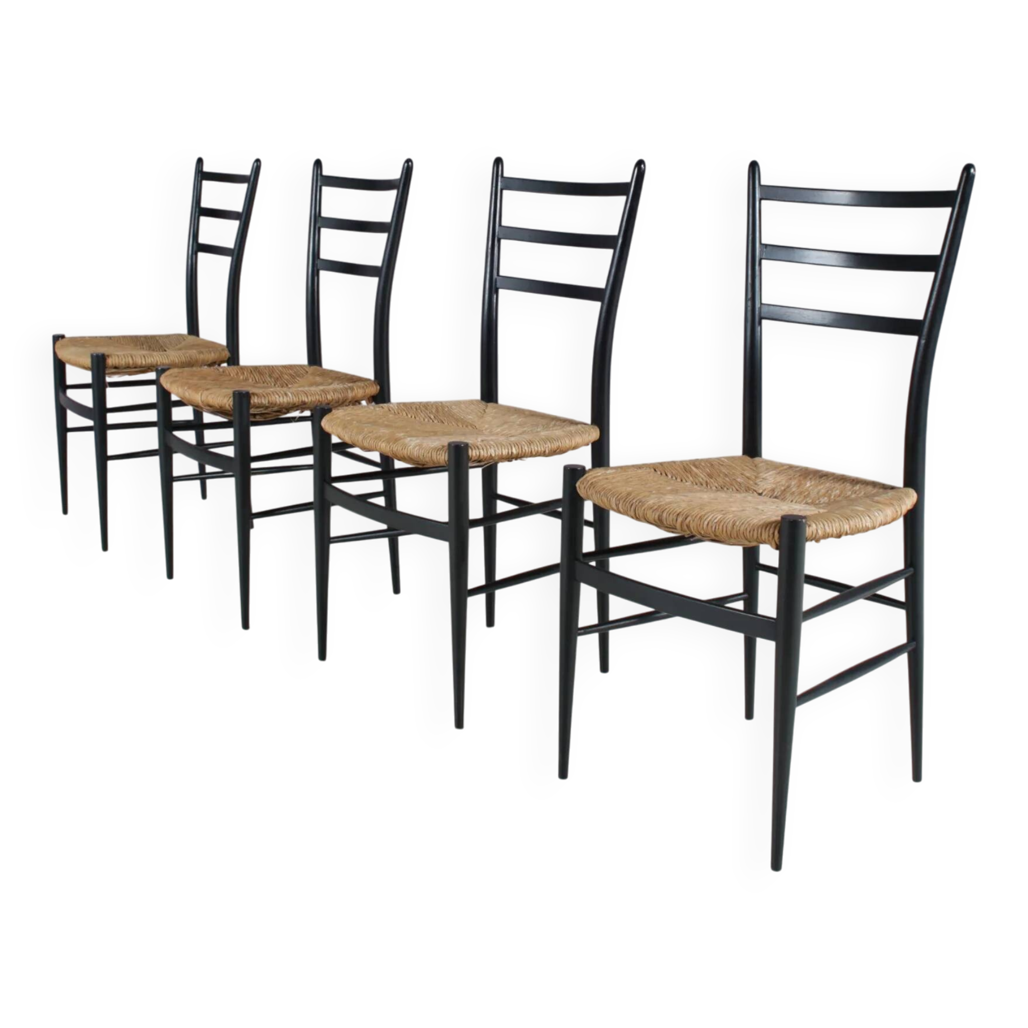 Set of 4 "Spinetto" dining chairs from Chiavari, Italy, 1950s