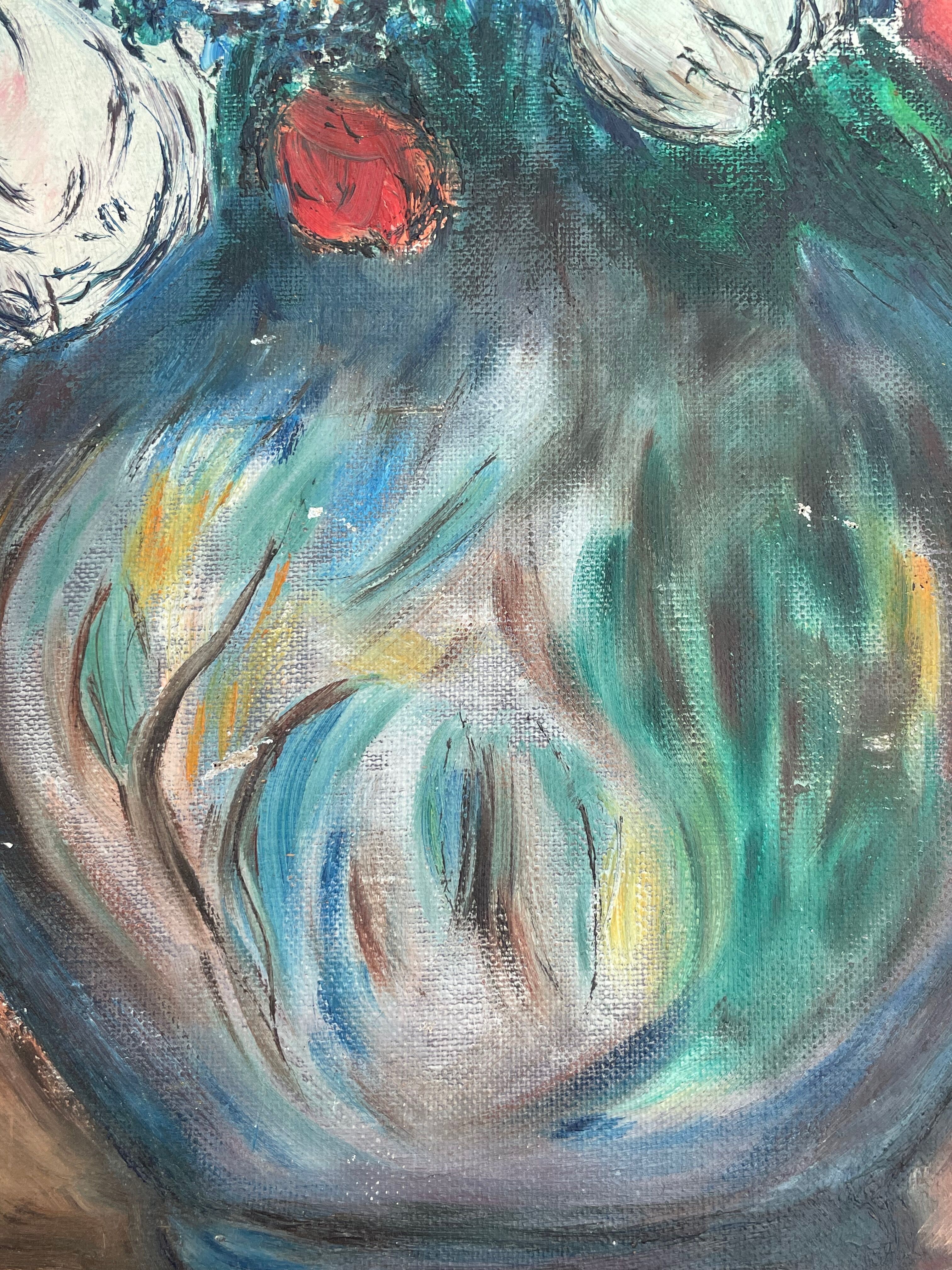 Table painting old still life with flowers