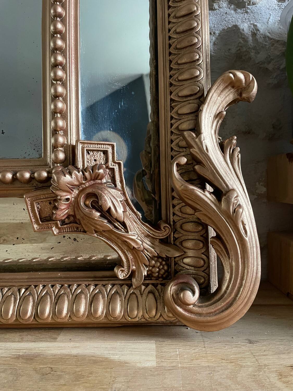 Mercury mirror with frame from the 19th century.