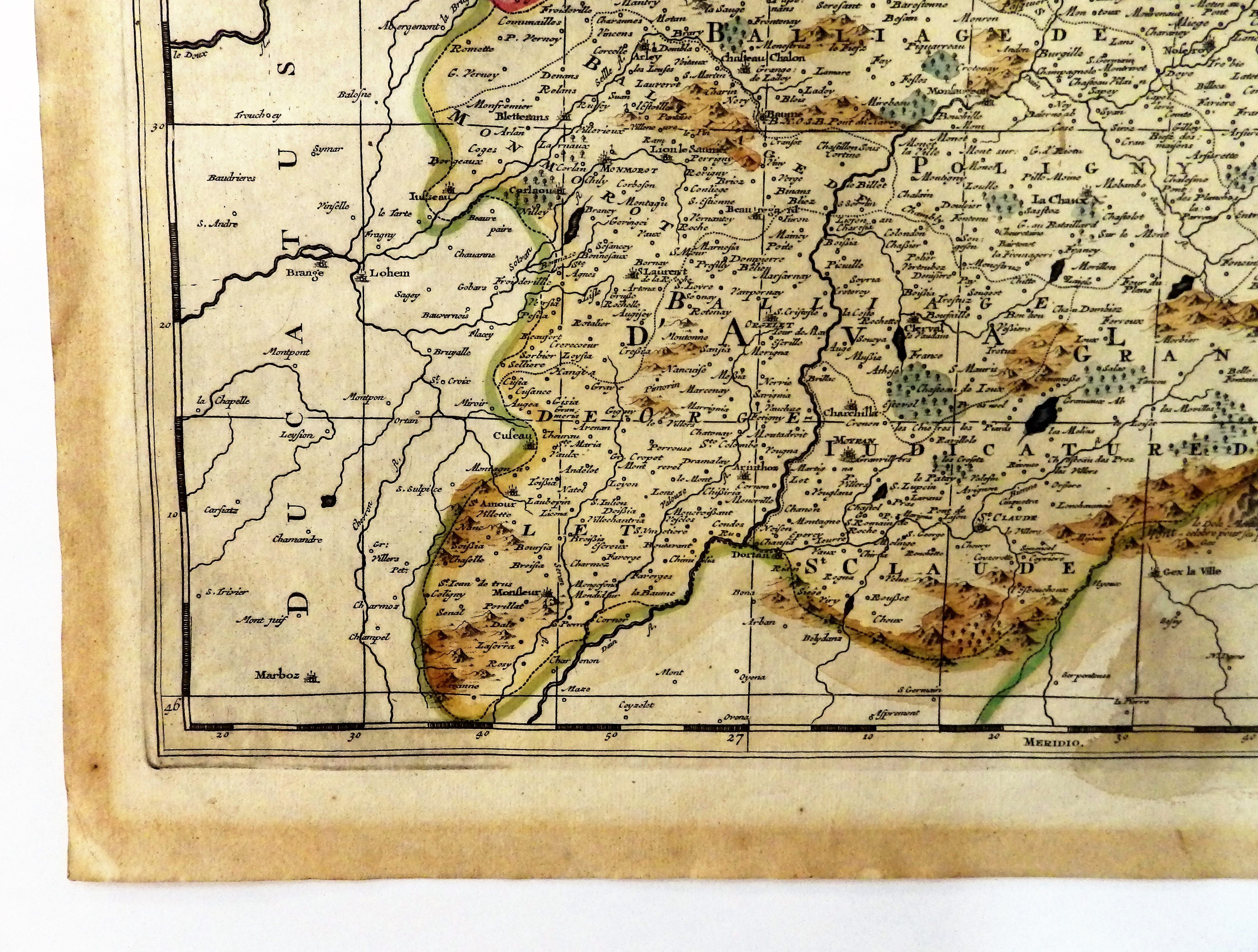 Old map of the Franche Comté Gérard Valk 1690