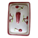 Beurrier vintage en barbotine et faïence - Motif cerise