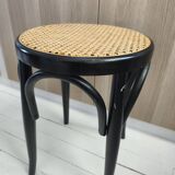 Curved wood and cane stool