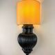 Pair of Art Deco wall lights with shades in glazed cast ceramic,Italy,1970s