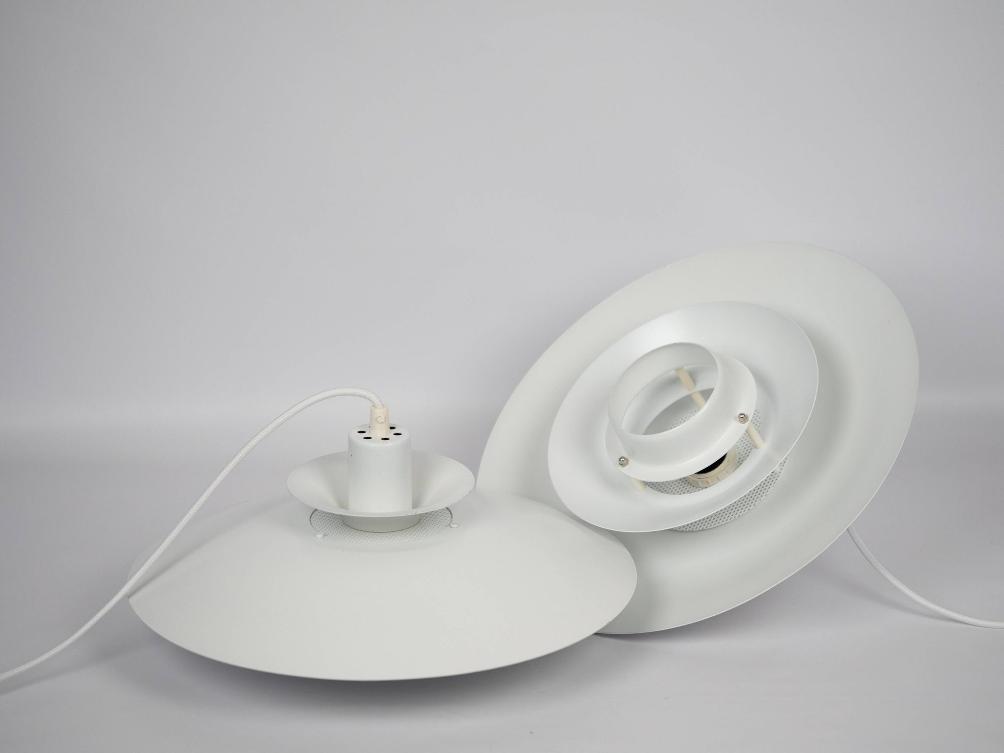 Pair of 2 vintage pendant lamps Volga by Kurt Wiborg, Jeka, 1980s