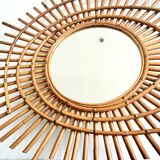 Sun mirror in rattan made in 1960