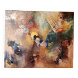 Abstract painting Mixed technique oil on canvas and collage Apocalypse