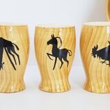 Service a orangeade grandjean jourdan vallauris ceramic faux-wood 1950 vi