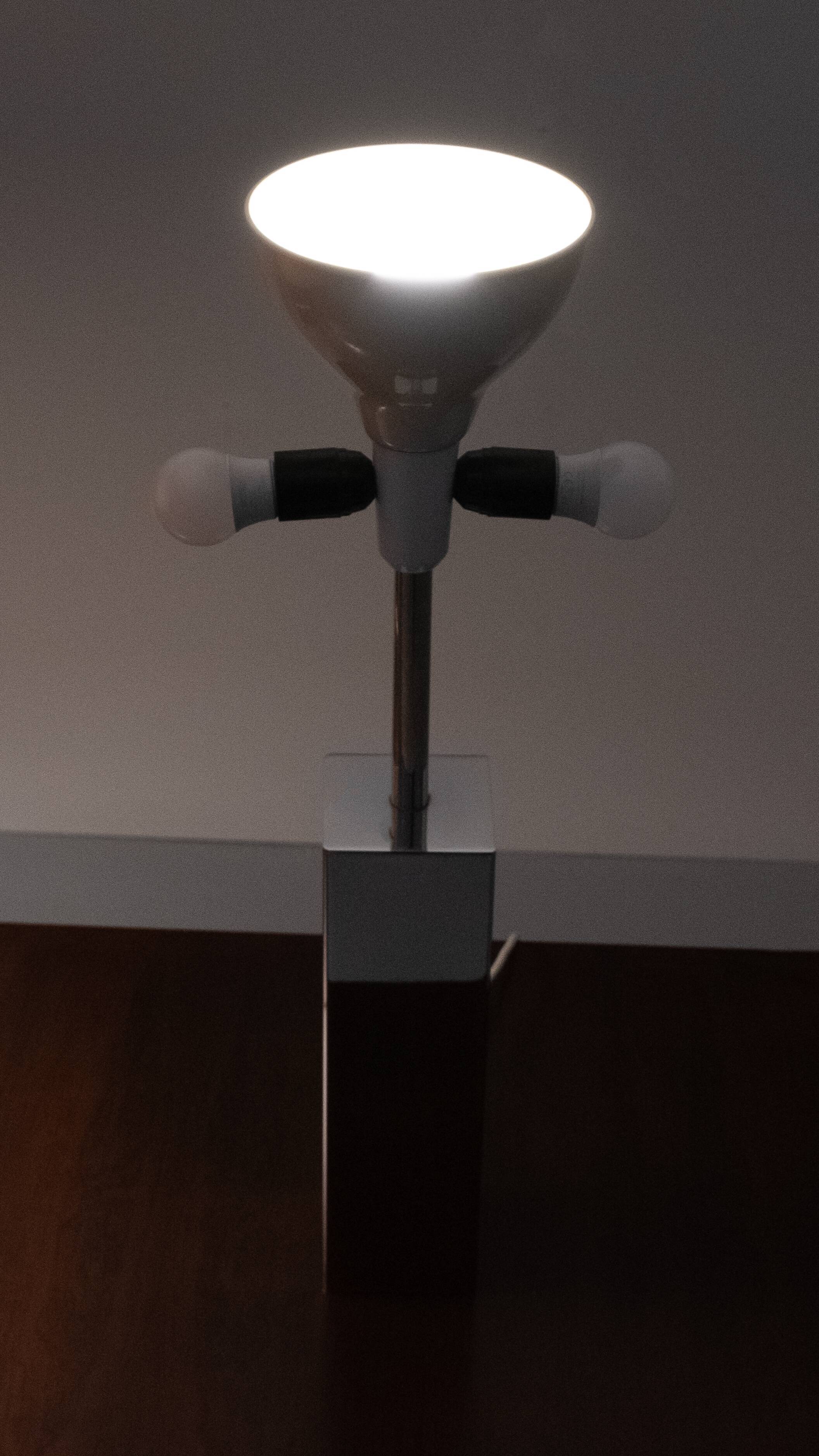 Goffredo Reggiani Chrome Square Table Lamps, Italy, 1960s