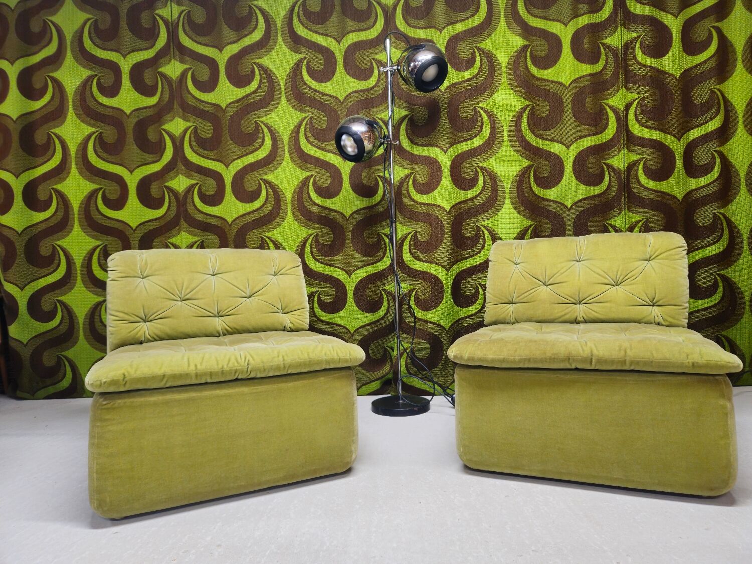 "1970s design armchair pair"