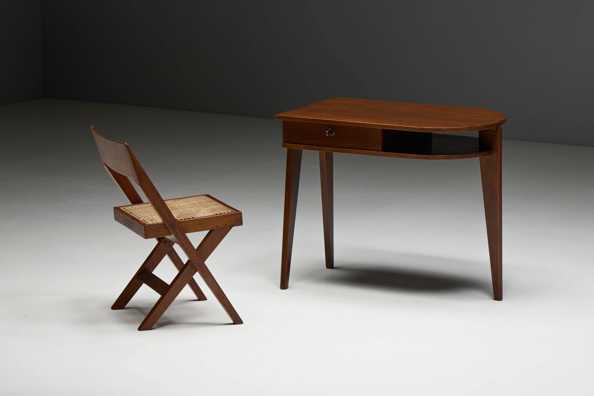 Tripod desk by Jacques Adnet, France, 1950s