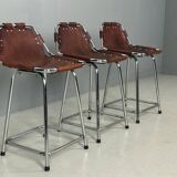 3x Leather Bar Stool for Les Arc Ski Resort, Selected by Charlotte Perriand