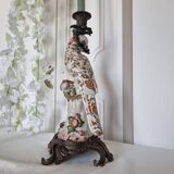 Parrot Candle Holder, Enameled Porcelain and Bronze, Late 19th Century