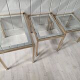 Vintage gilded metal side tables, glass and mirror