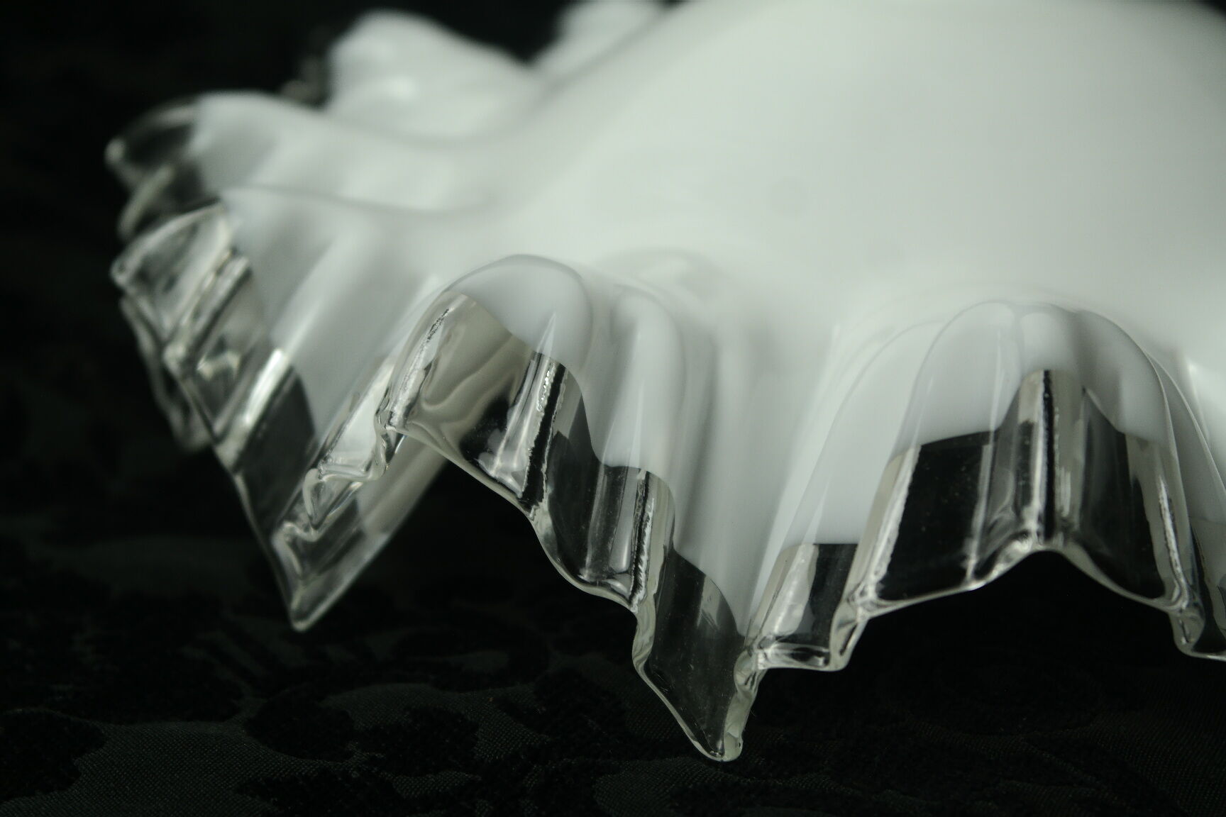 Toothed white opaline lampshade 30s