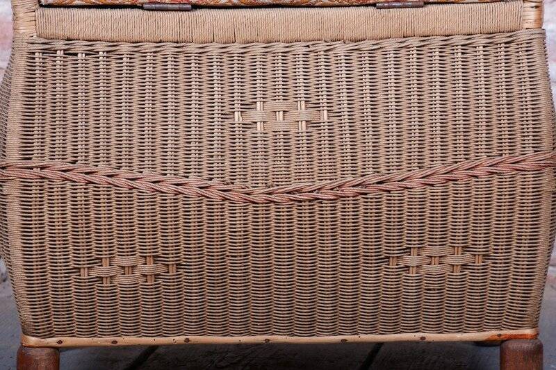 Czech Art Deco Stool in Wood and Hemp, 1940s