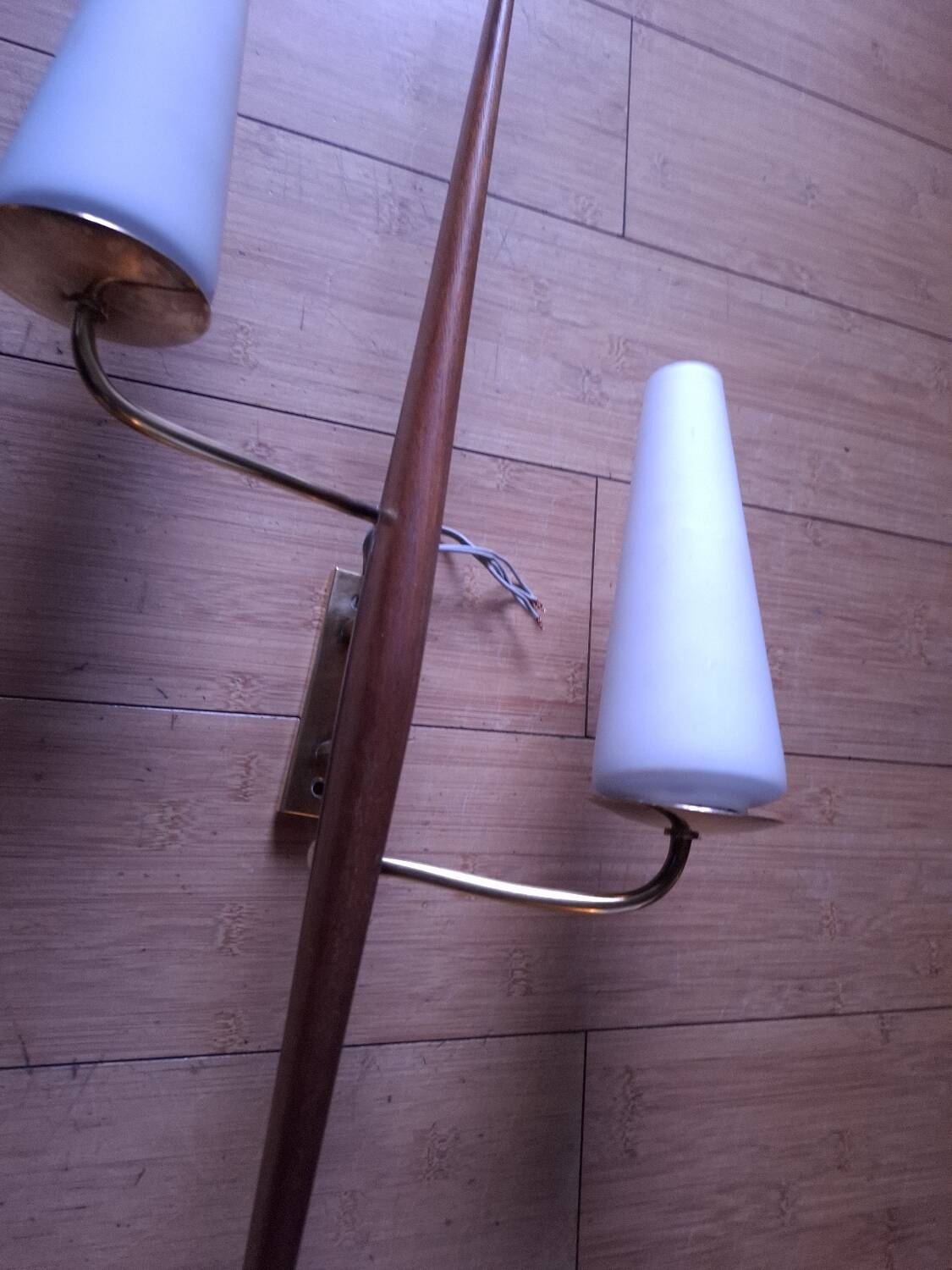 60's teak wall light from Maison Lunel