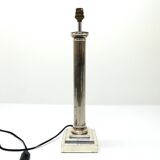 Neoclassical column lamp in silver metal 1960