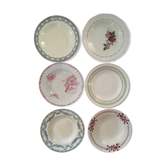 Lot de six assiettes creuses anciennes