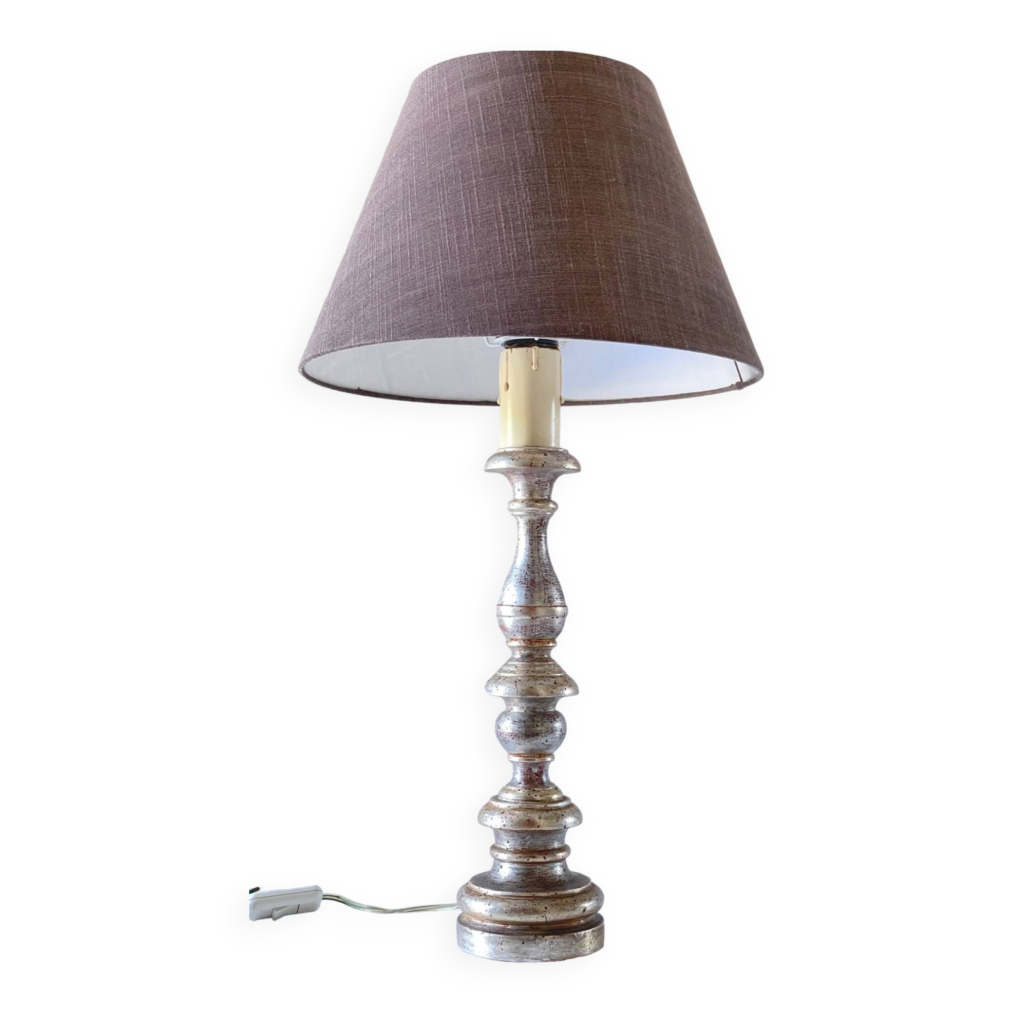 Lampe haute bois argenté l'acropole - paris