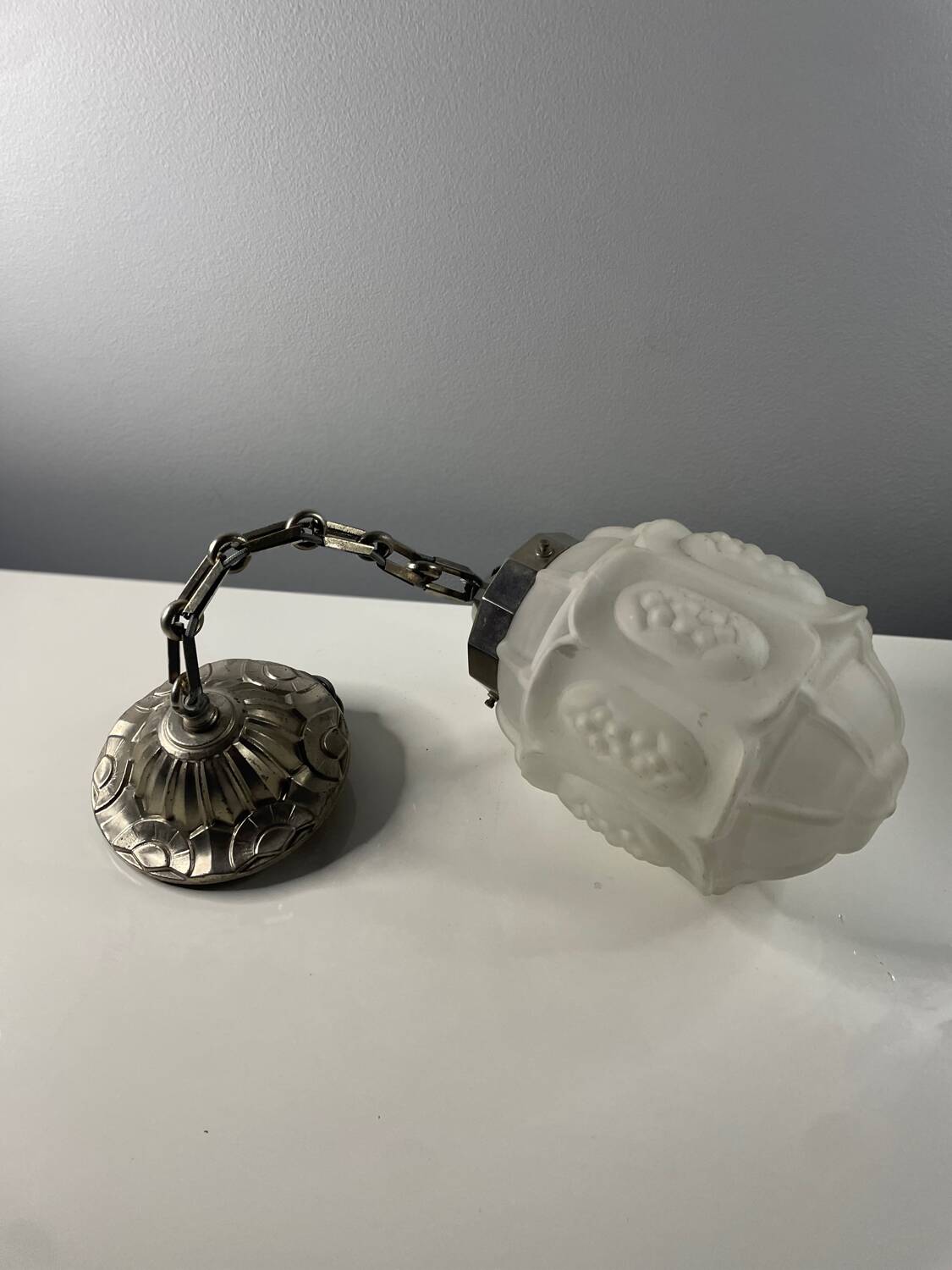 Art Deco frosted glass pendant light