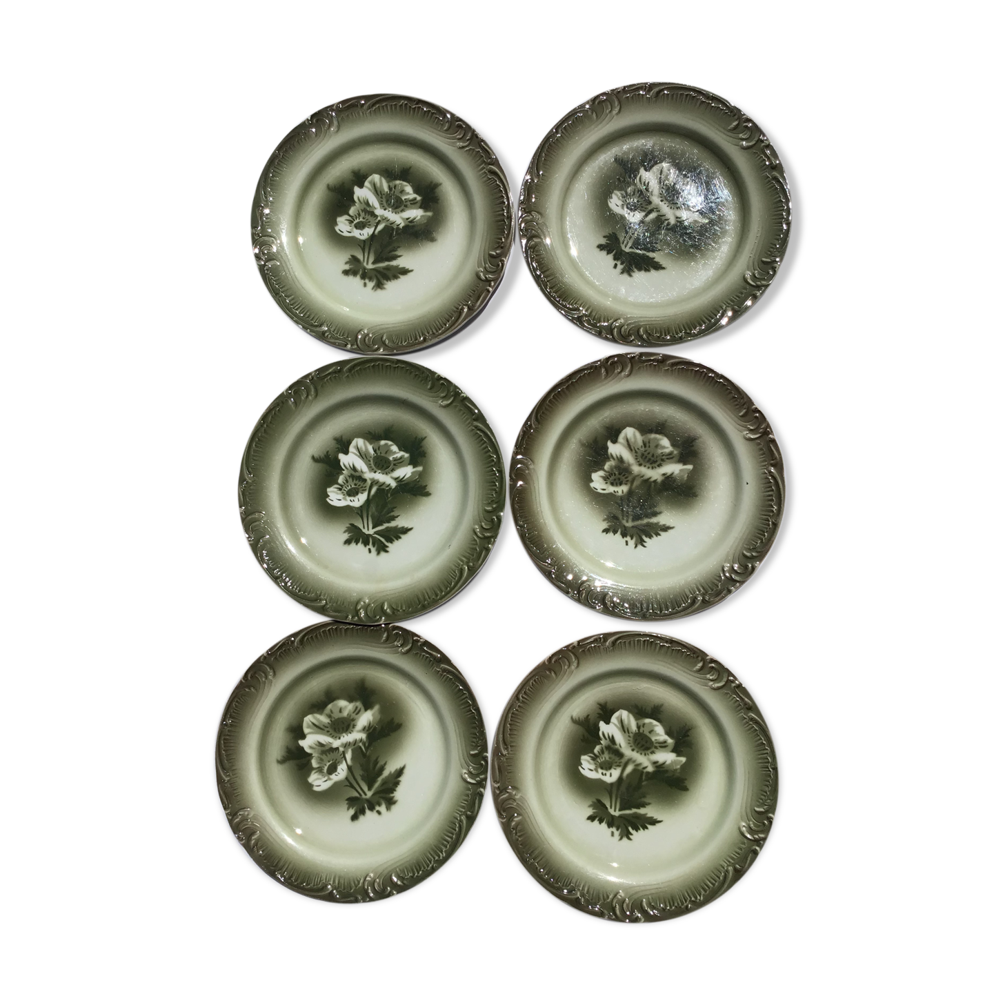 6 Gien dessert anemones opaque porcelain porcelain