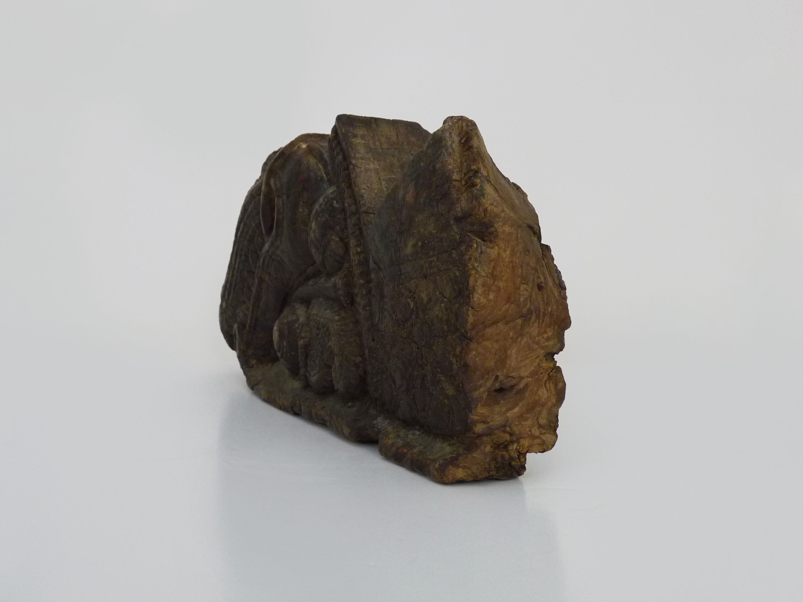 Piece of Indonesian wooden basrelief, chameleon. XIXth