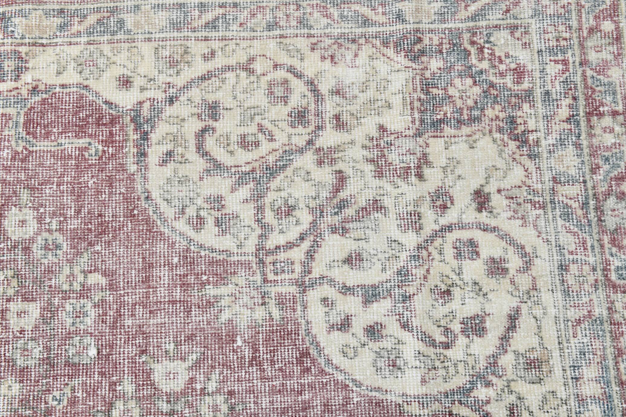 7x10 Faded Grey Beige Turkish Vintage Rug, 216x304Cm