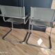 Pair of taupe Cantilever armchairs with chrome base
