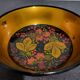Vintage Soviet Khokhloma wooden bowl in excellent condition.