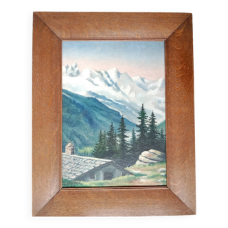 Mountain Landscape Painting from 1946 signed Frame