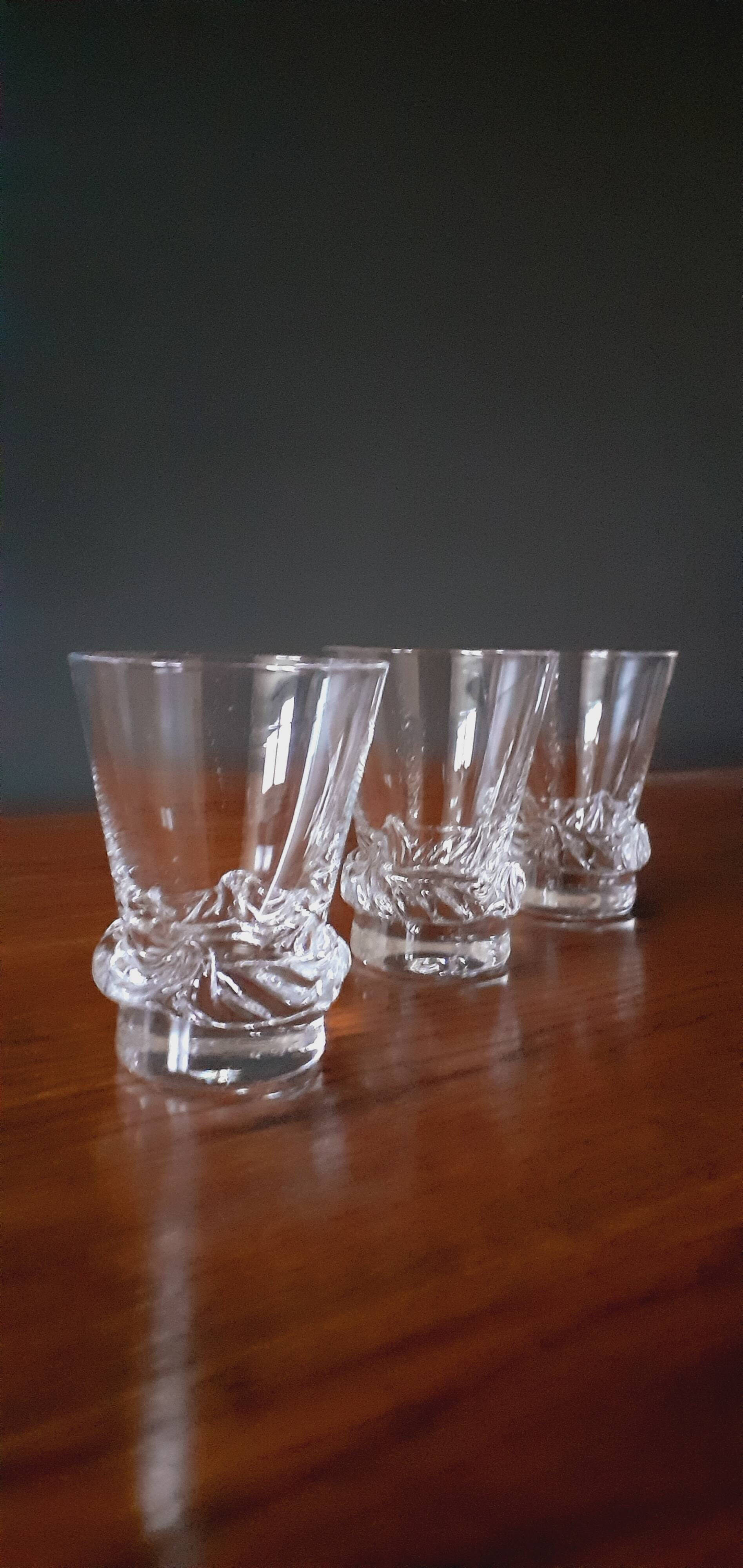 3 crystal wine glasses by Daum, Sorcy model, 1950s