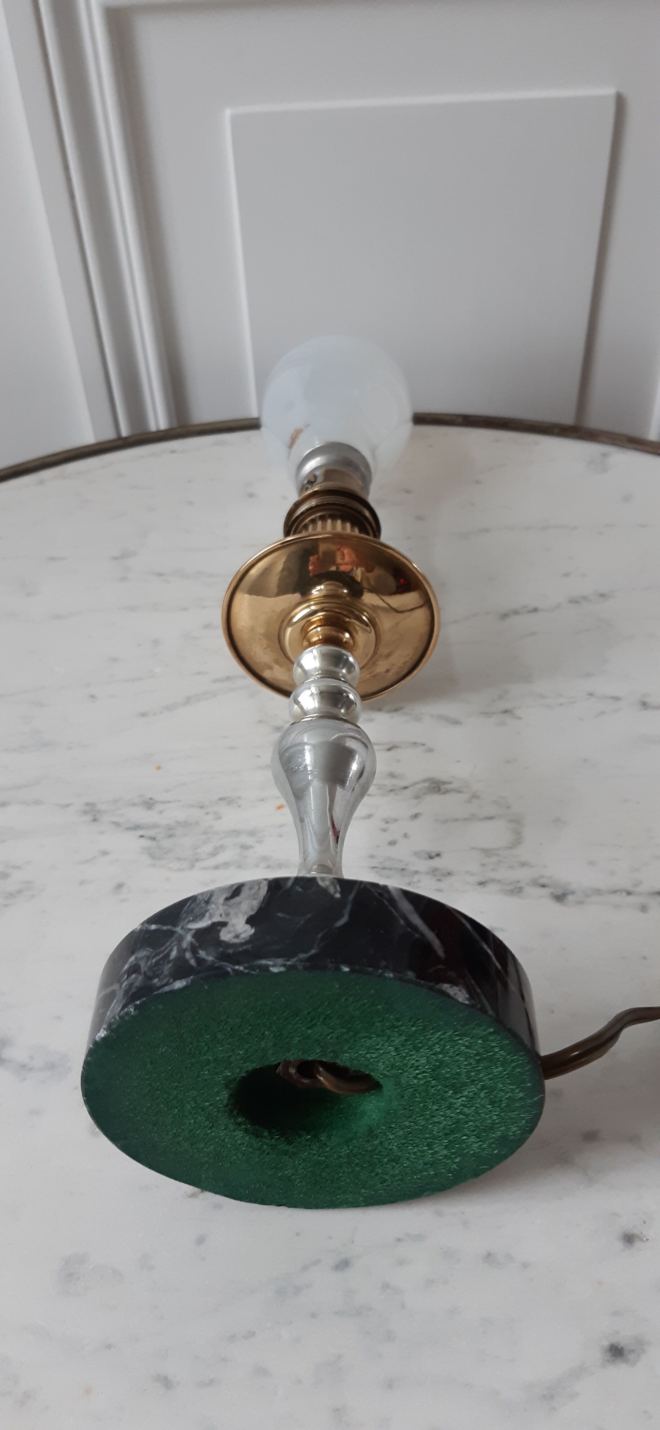 Lamp in marble and chrome steel 50s