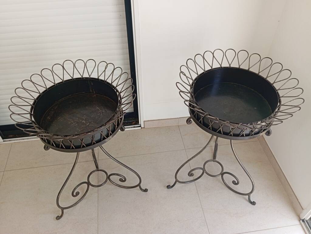 Pair of wrought iron planters