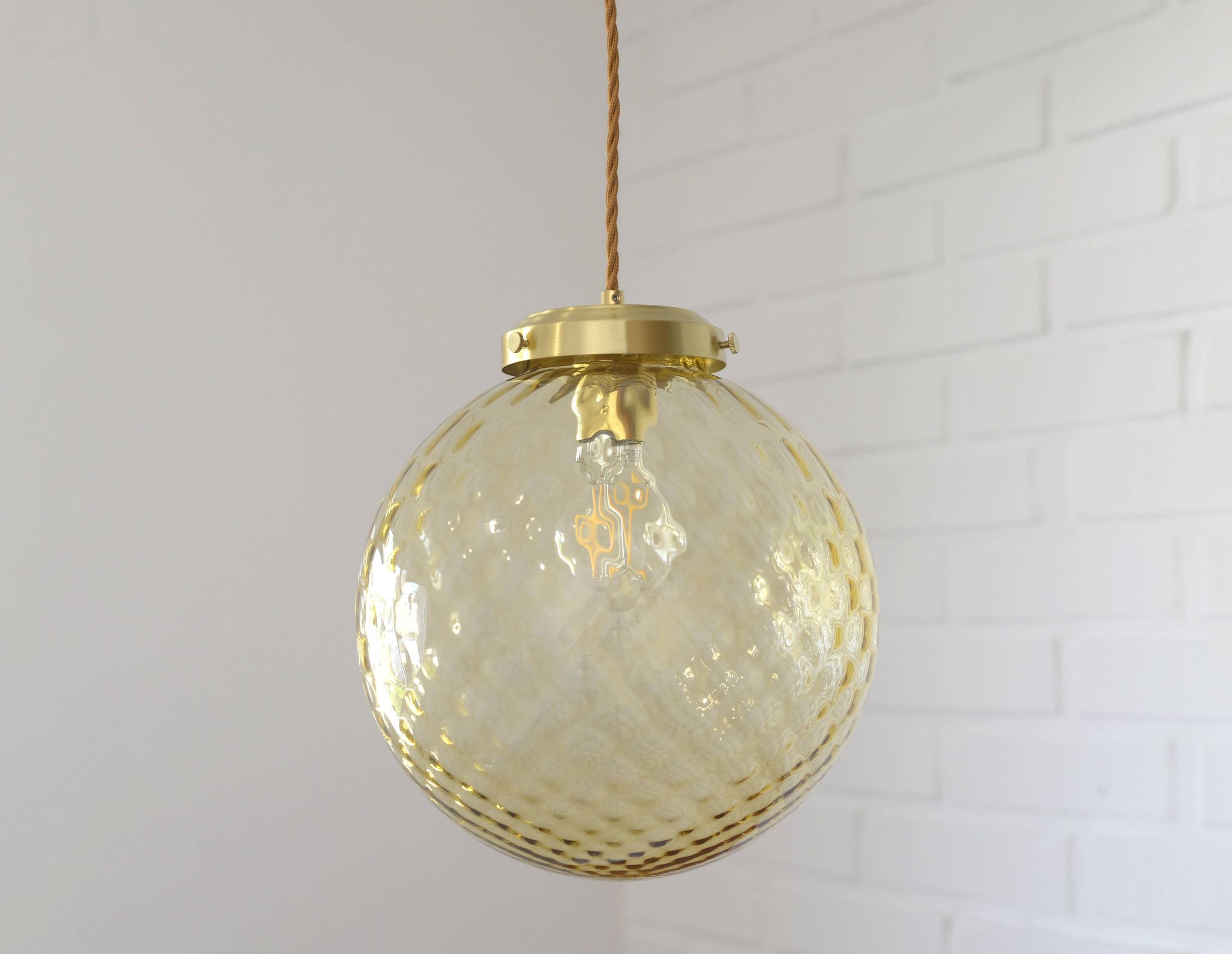 1 of 2 handblown amber glass pendant lamp redesign vintage Italian lighting