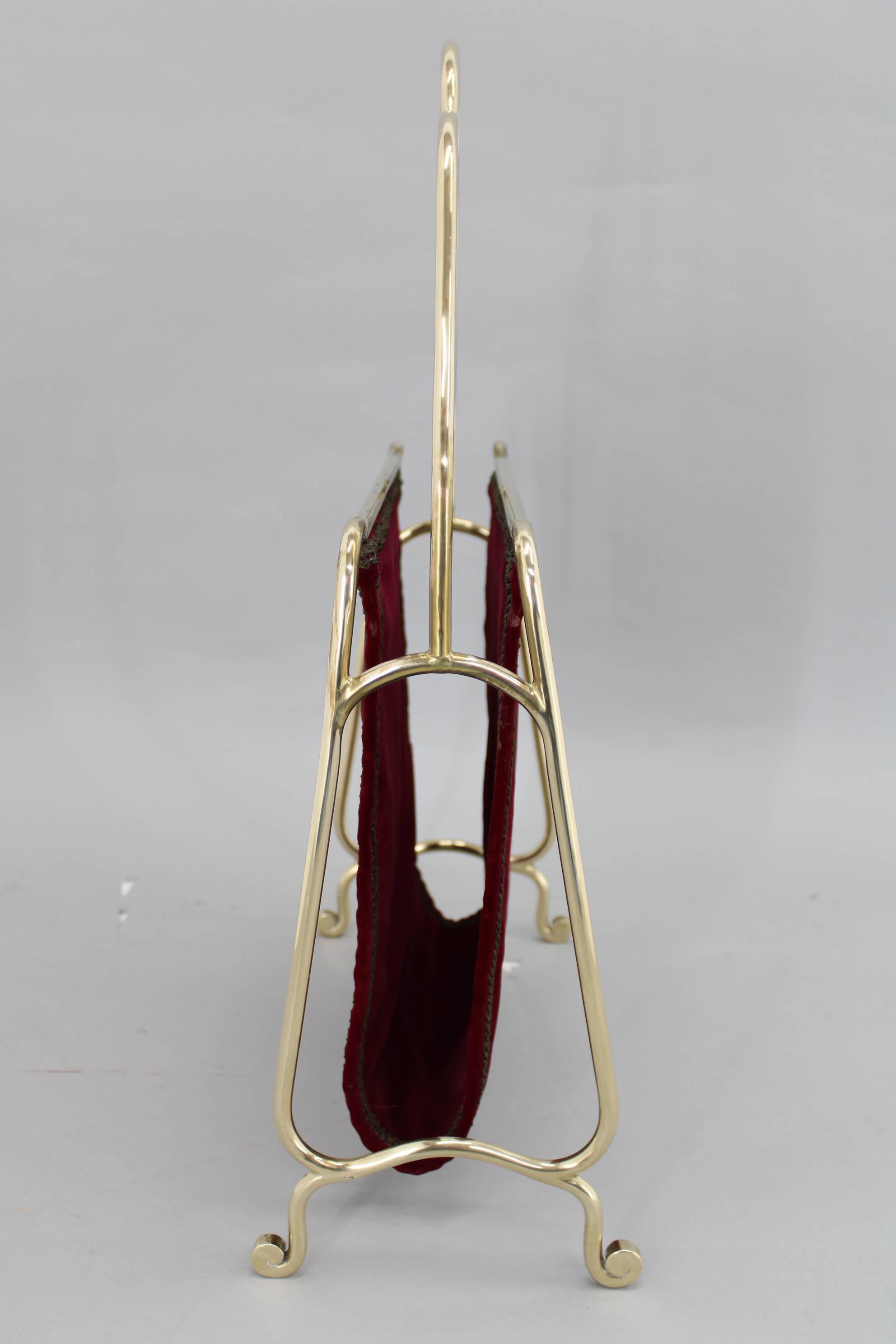 1950s Brass and Fabric Magazine Stand, Italy